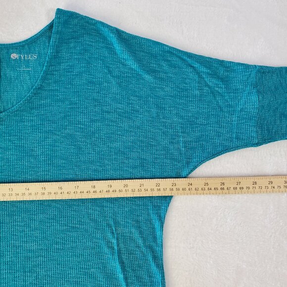 Stylus Top Teal Pullover Round Neck 3/4 Sleeve Women's Size Large - Picture 5 of 8